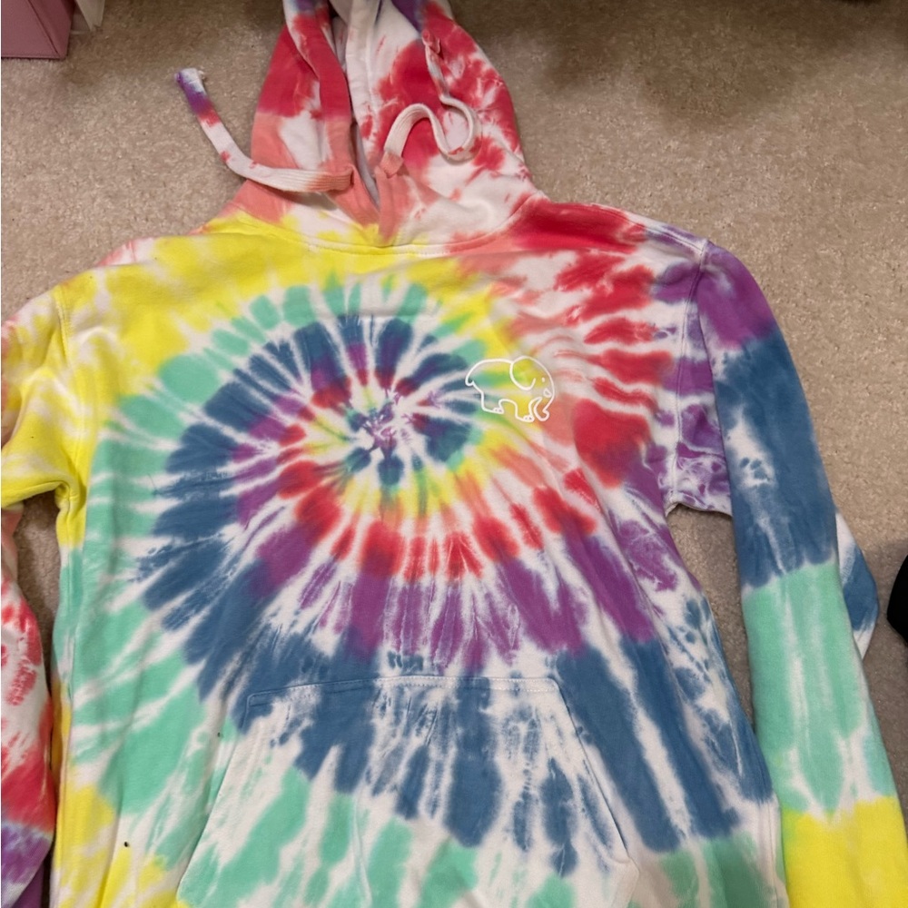Colorful Tie-Dye Hoodie with Elephant Logo